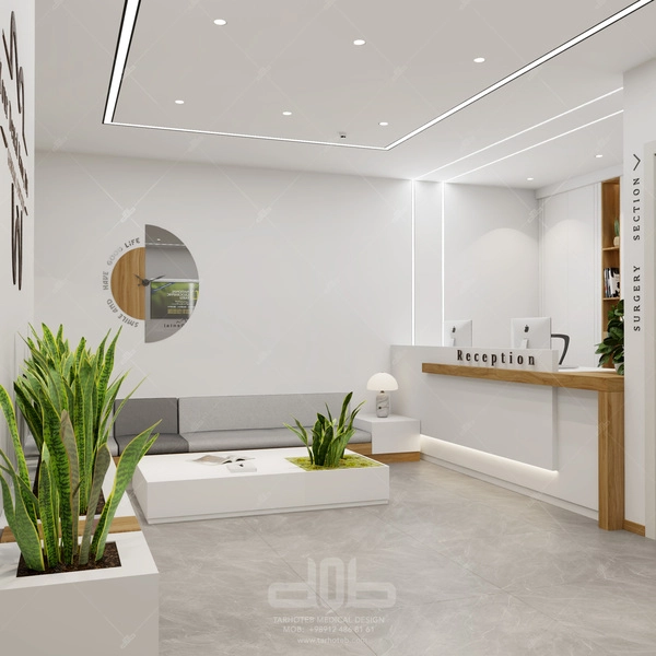 A wider view of the reception and waiting room at Argin Dental Clinic